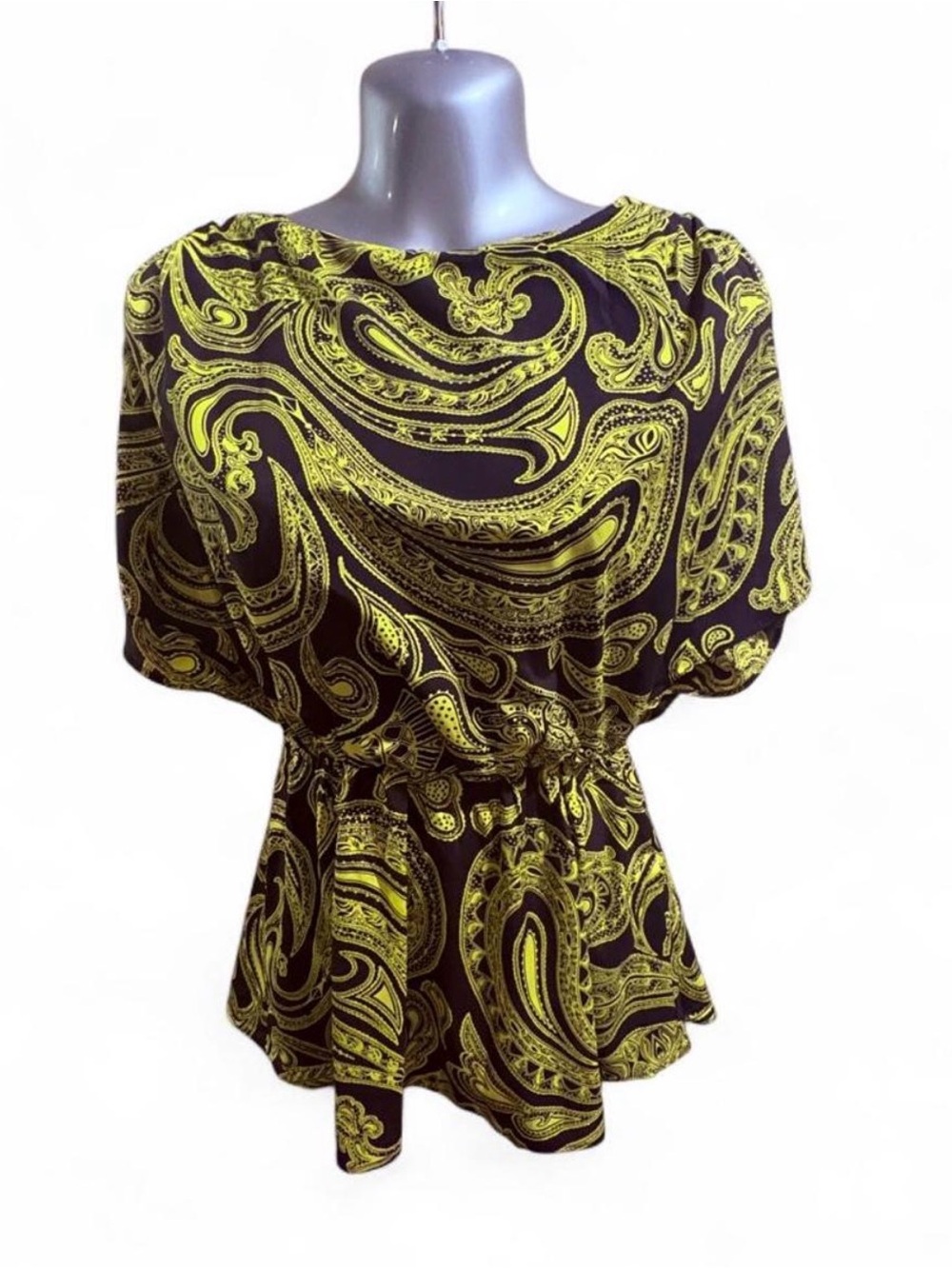 Alice + Olivia Black & Yellow Paisley Blouse